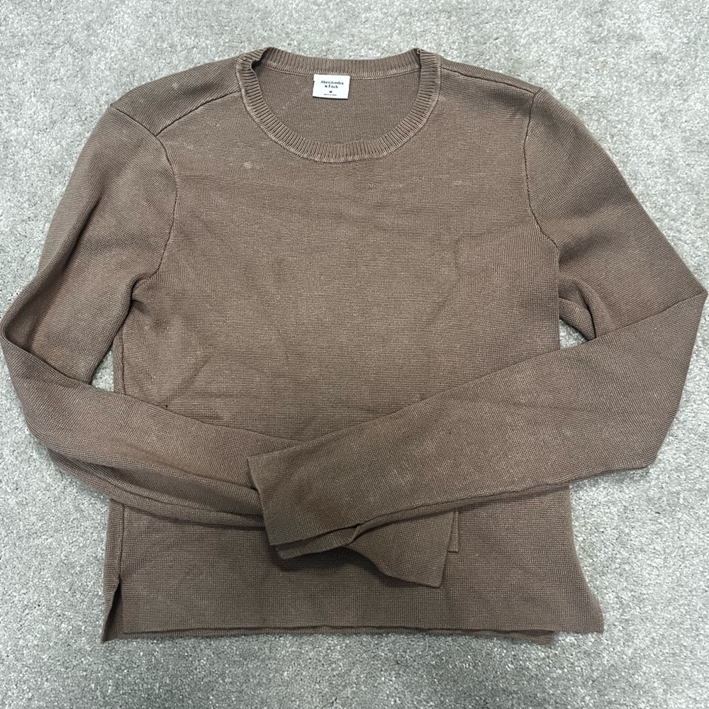 A&F Crop Brown Crew Neck Sweater